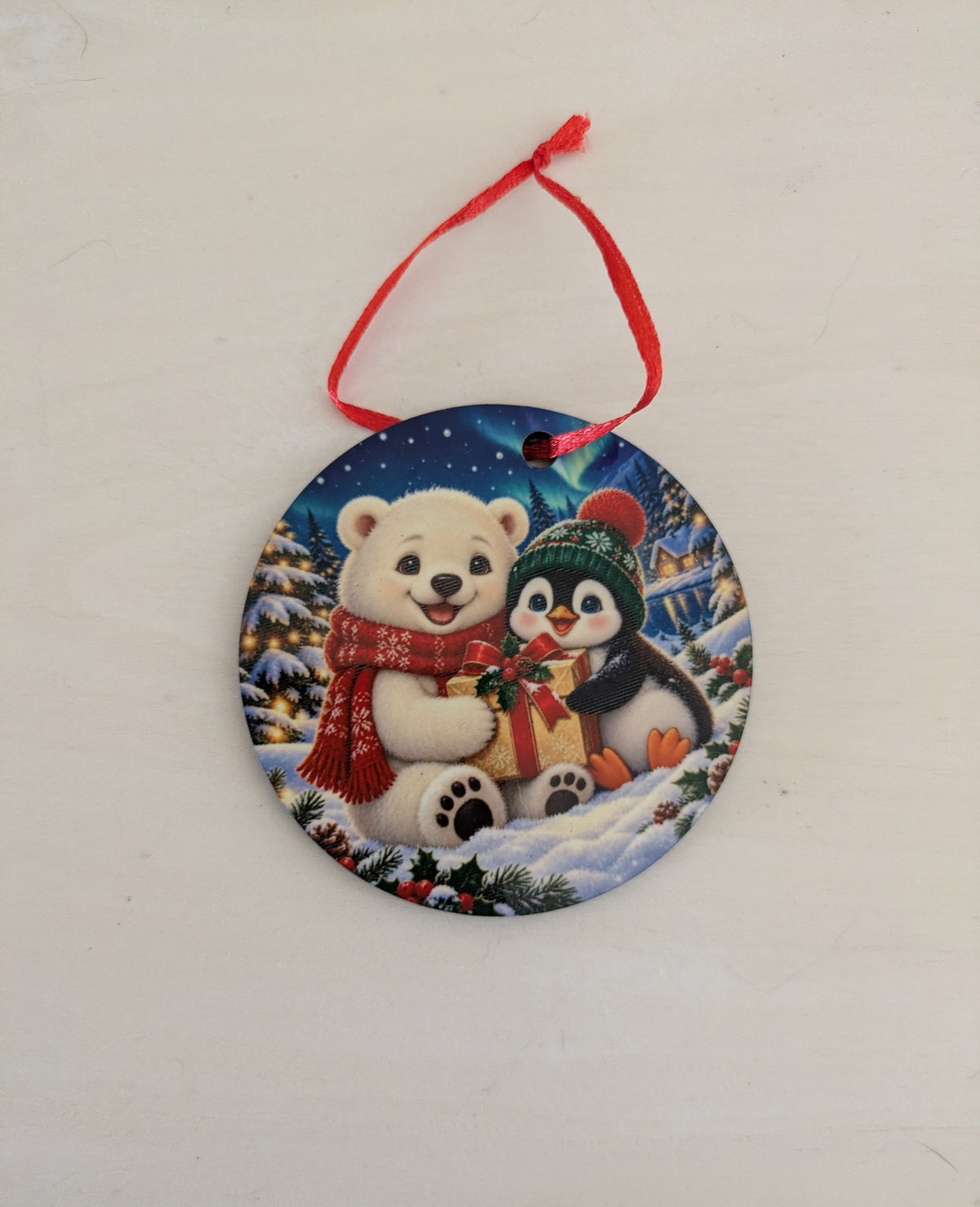 POLAR BEAR AND PENGUIN CHRISTMAS ORNAMENT